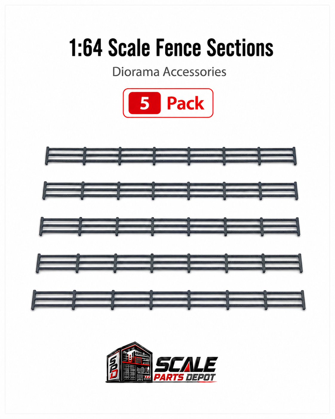 1:64 Scale Showroom Railings 6 3/4" Long and 1/2" Tall – Diecast Diorama Accessories