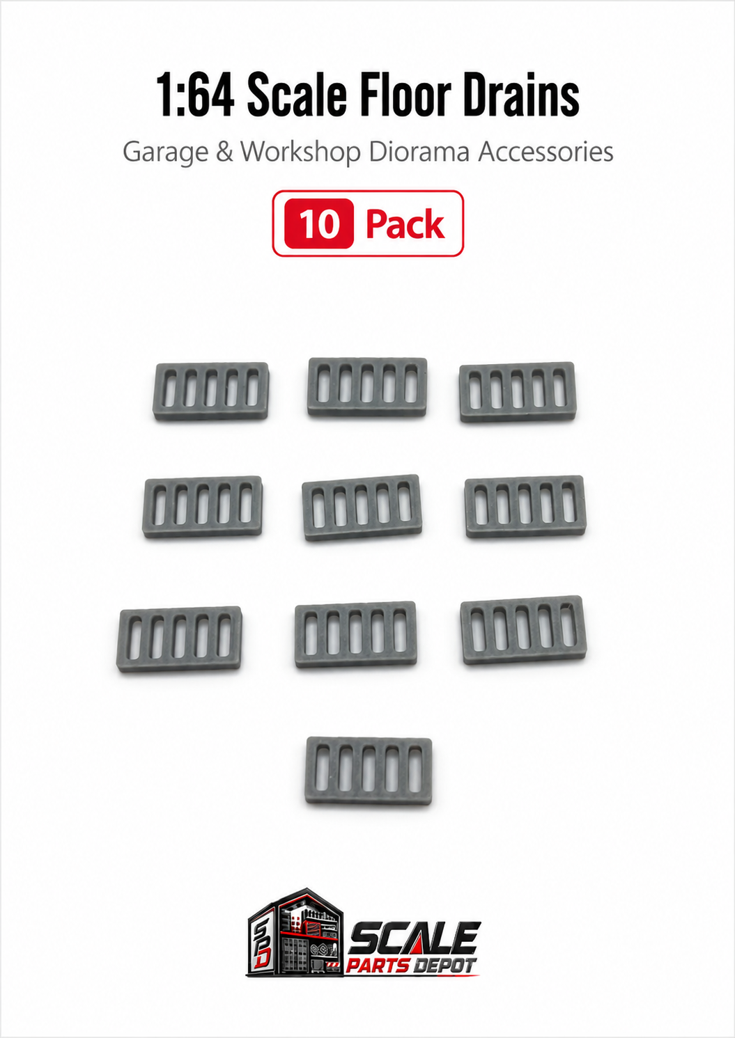 1:64 Scale Floor Drains – Garage & Workshop Diorama Accessories