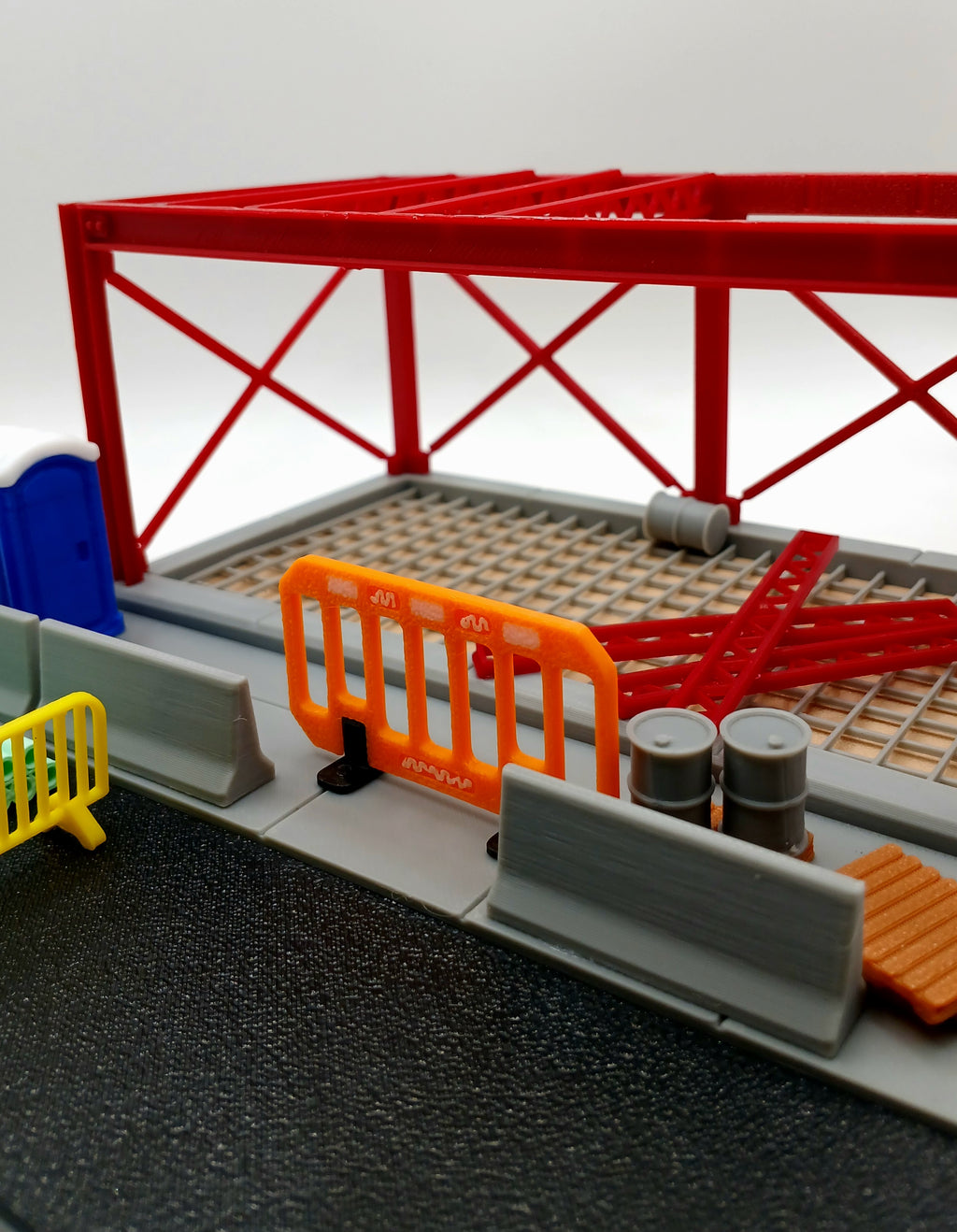 1:87 HO Orange Road Construction Barrier 3D Printed Diecast Diorama Accessory