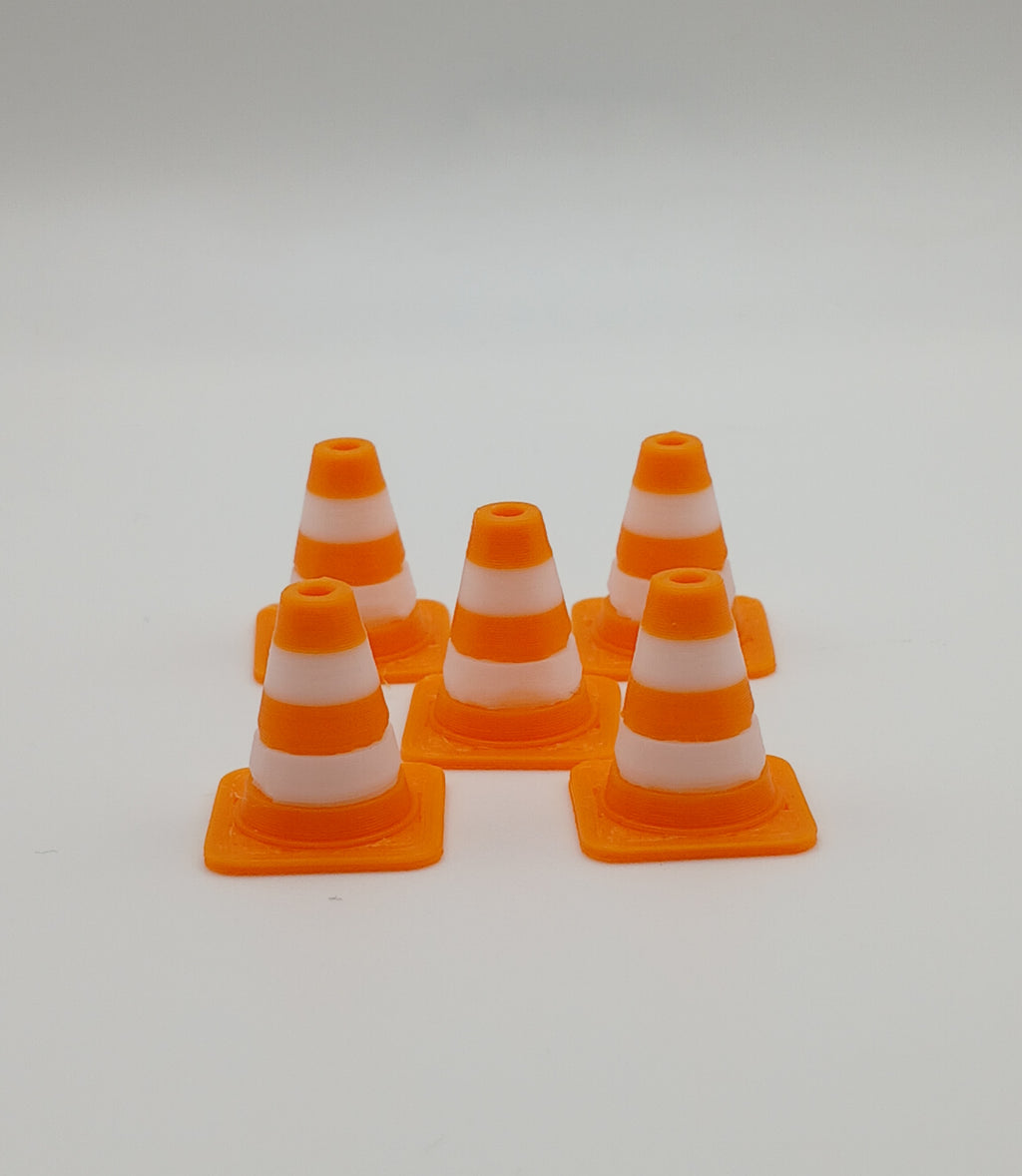 1:64 Orange Traffic Cone 3D Printed Diecast Diorama Construction Accessory