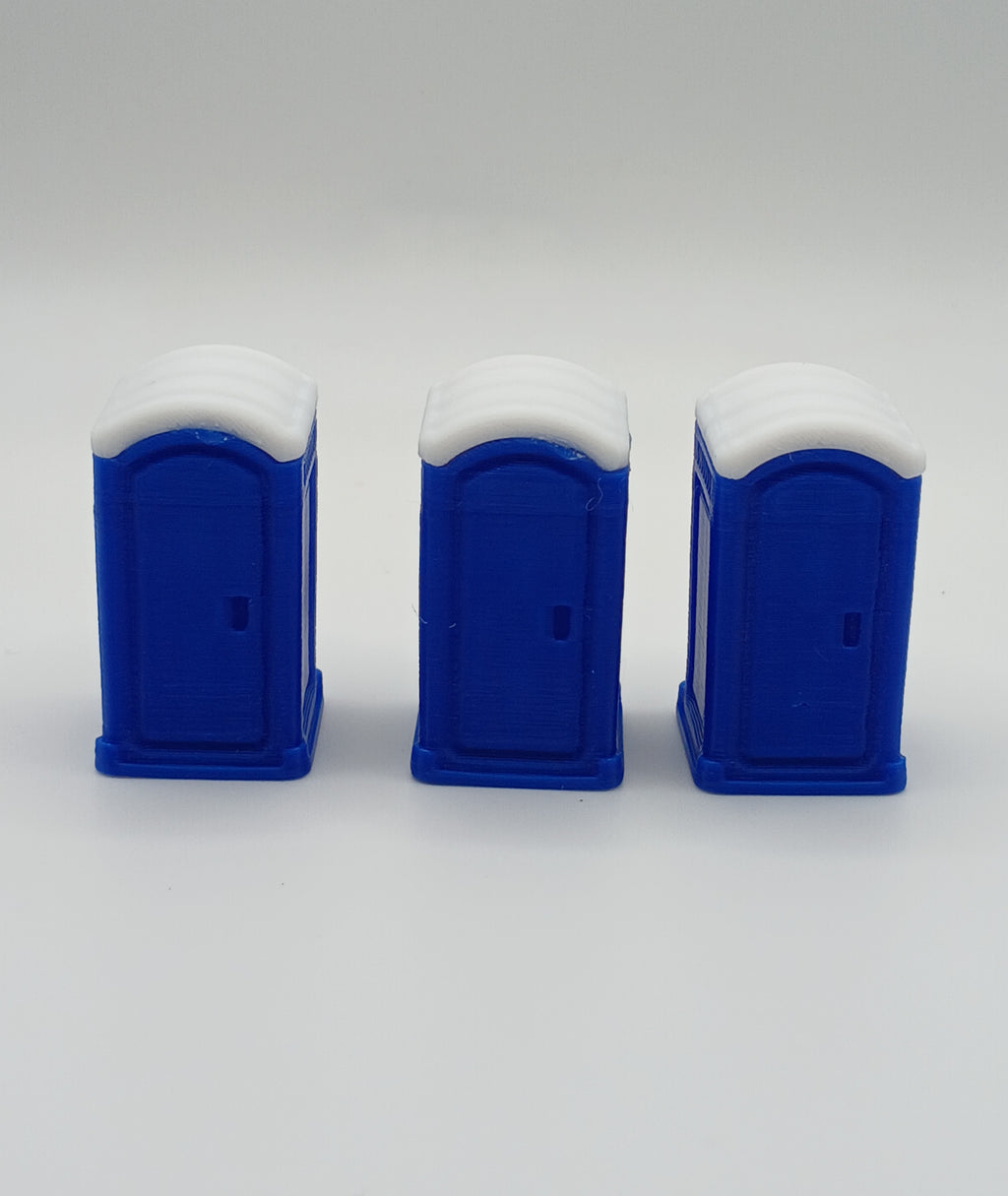 1:87 HO Scale Blue Portable Toilet Porta Potty 3D Printed Diecast Diorama