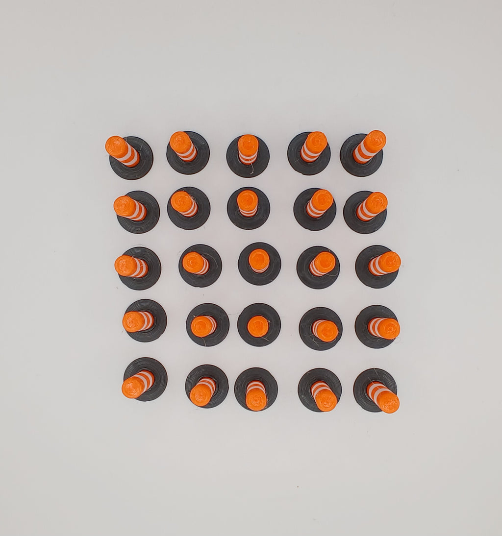 1:87 HO Scale Orange White Traffic Delineator Post 3D Printed Diecast Diorama Accessory
