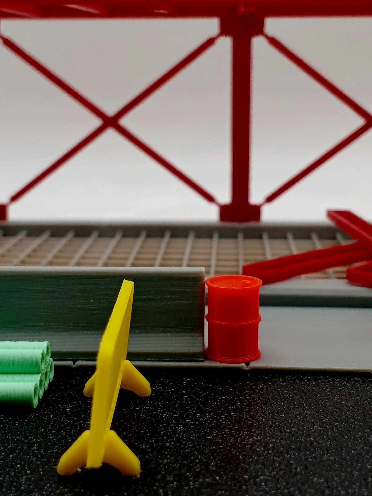 1:87 HO Scale Red Oil Drum Barrel Garage Diorama 3D Printed