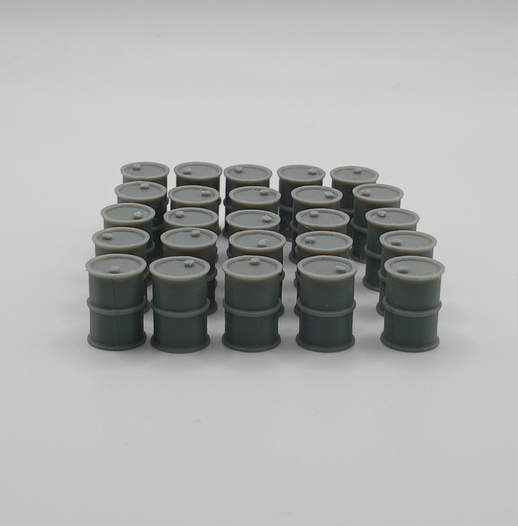 1:64 Scale Gray Oil Drum Barrel Garage Diorama 3D Printed