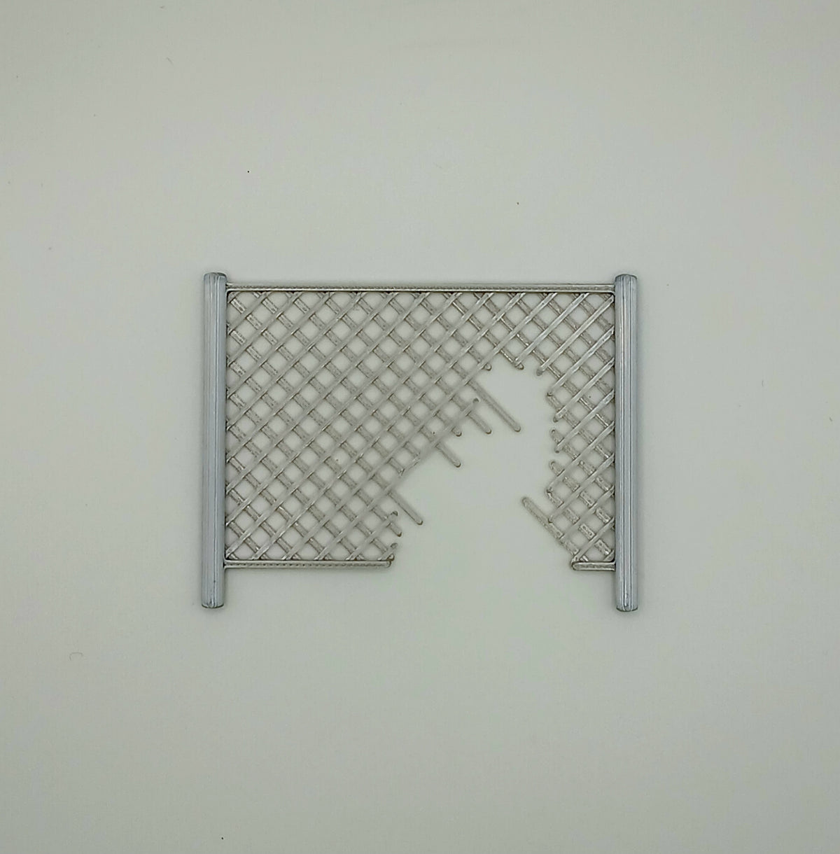 1:64 Scale Broken Silver Fence Diecast Diorama Accessory