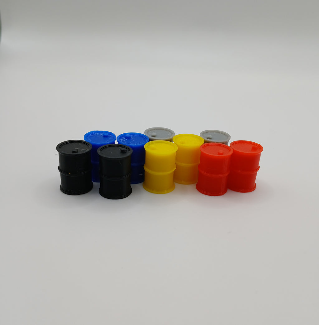 1:64 Scale Multicolor Oil Drums 3D Printed Diorama Accessories