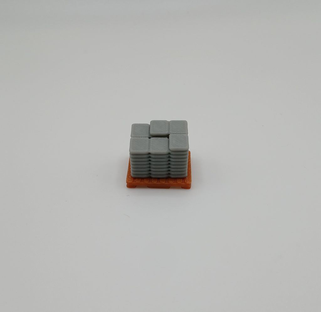 1:64 Scale Gray Sandbag Stack with Brown Pallet 3D Printed Diorama
