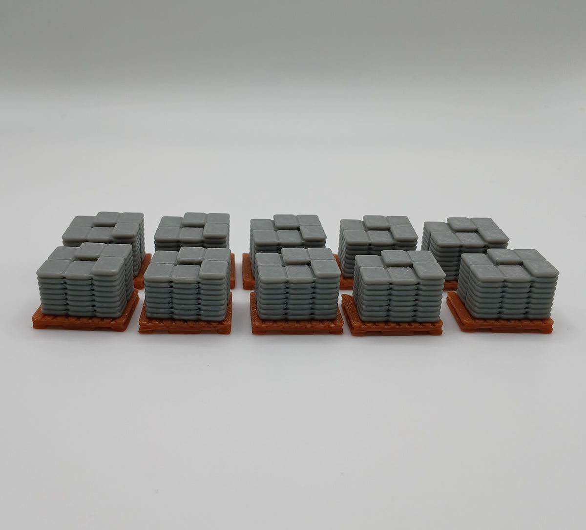 1:64 Scale Gray Sandbag Stack with Brown Pallet 3D Printed Diorama