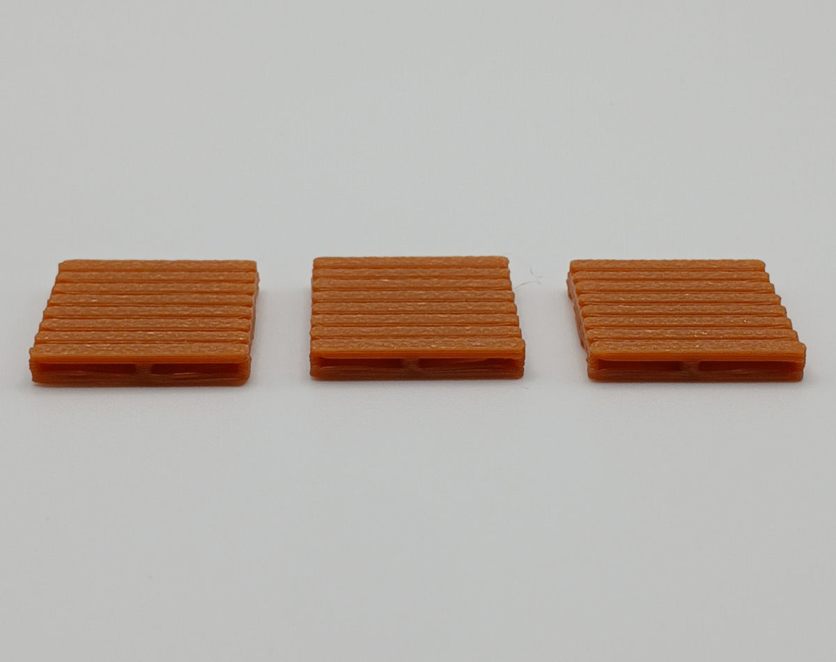 1:87 HO Scale Brown Wood-Style Pallets – 3D Printed Diorama Accessories