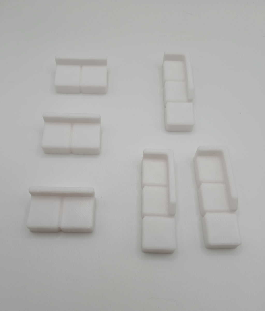 1:64 Scale White Sectional Couch – 3D Printed Diorama Furniture