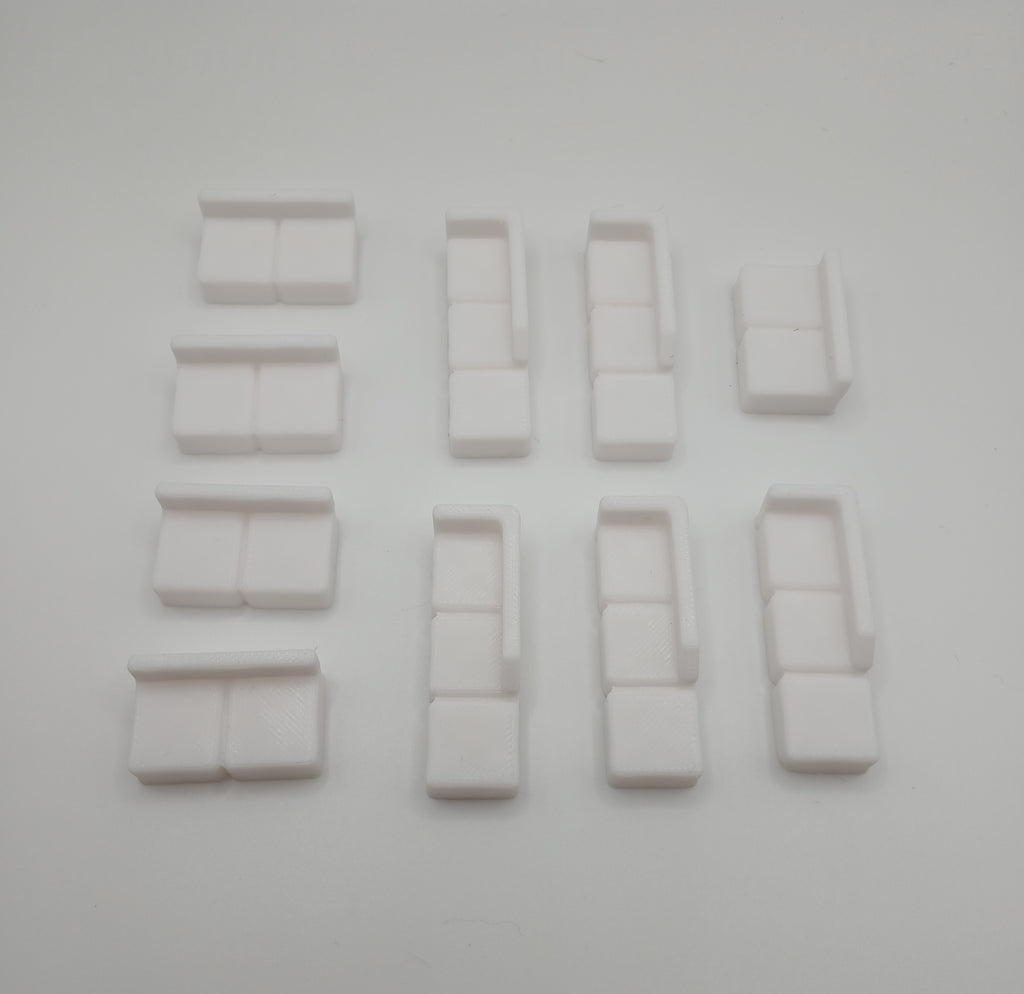 1:64 Scale White Sectional Couch – 3D Printed Diorama Furniture