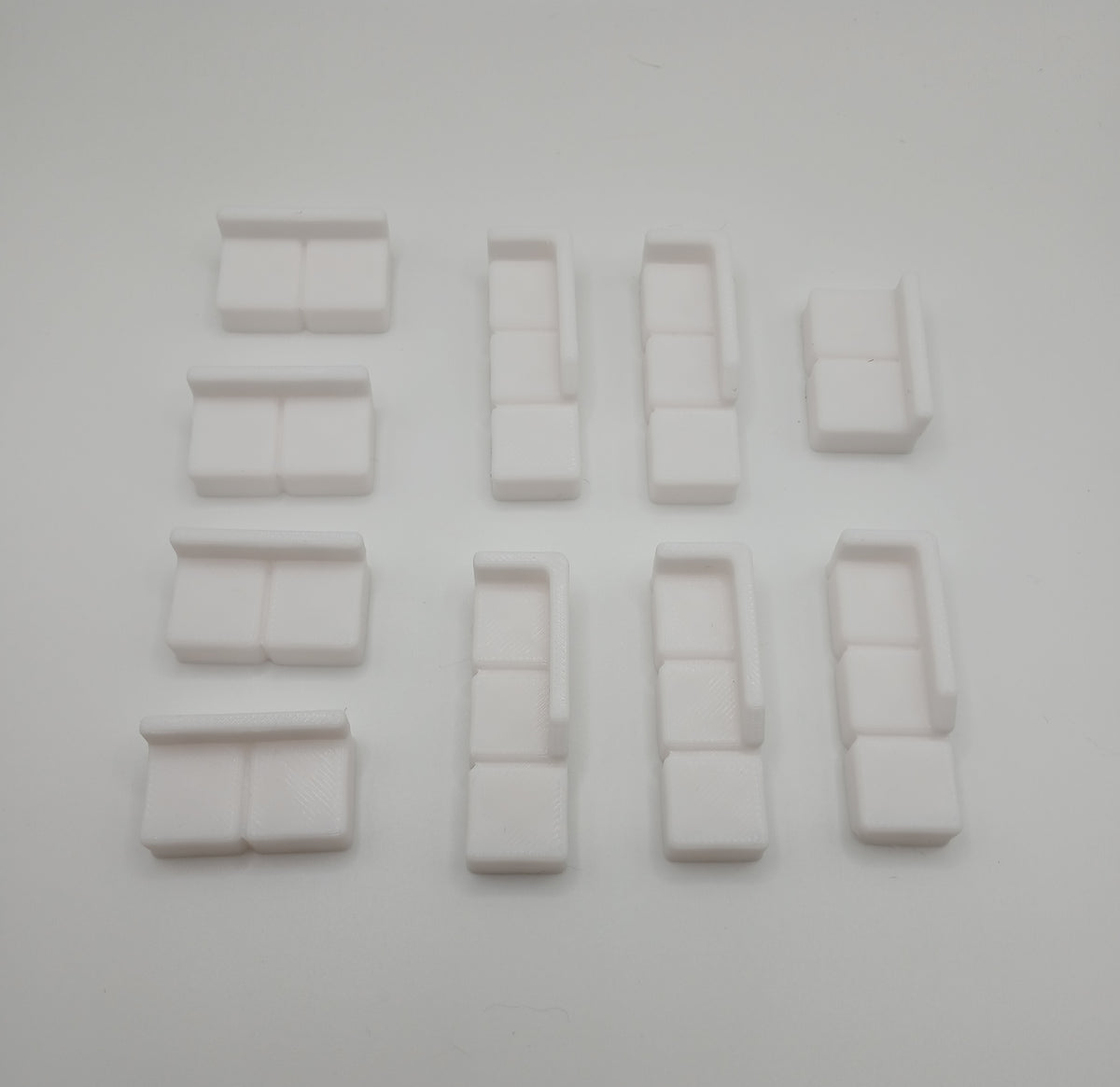 1:64 Scale White Sectional Couch – 3D Printed Diorama Furniture