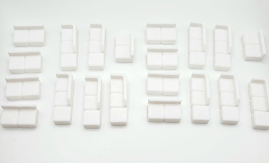 1:64 Scale White Sectional Couch – 3D Printed Diorama Furniture