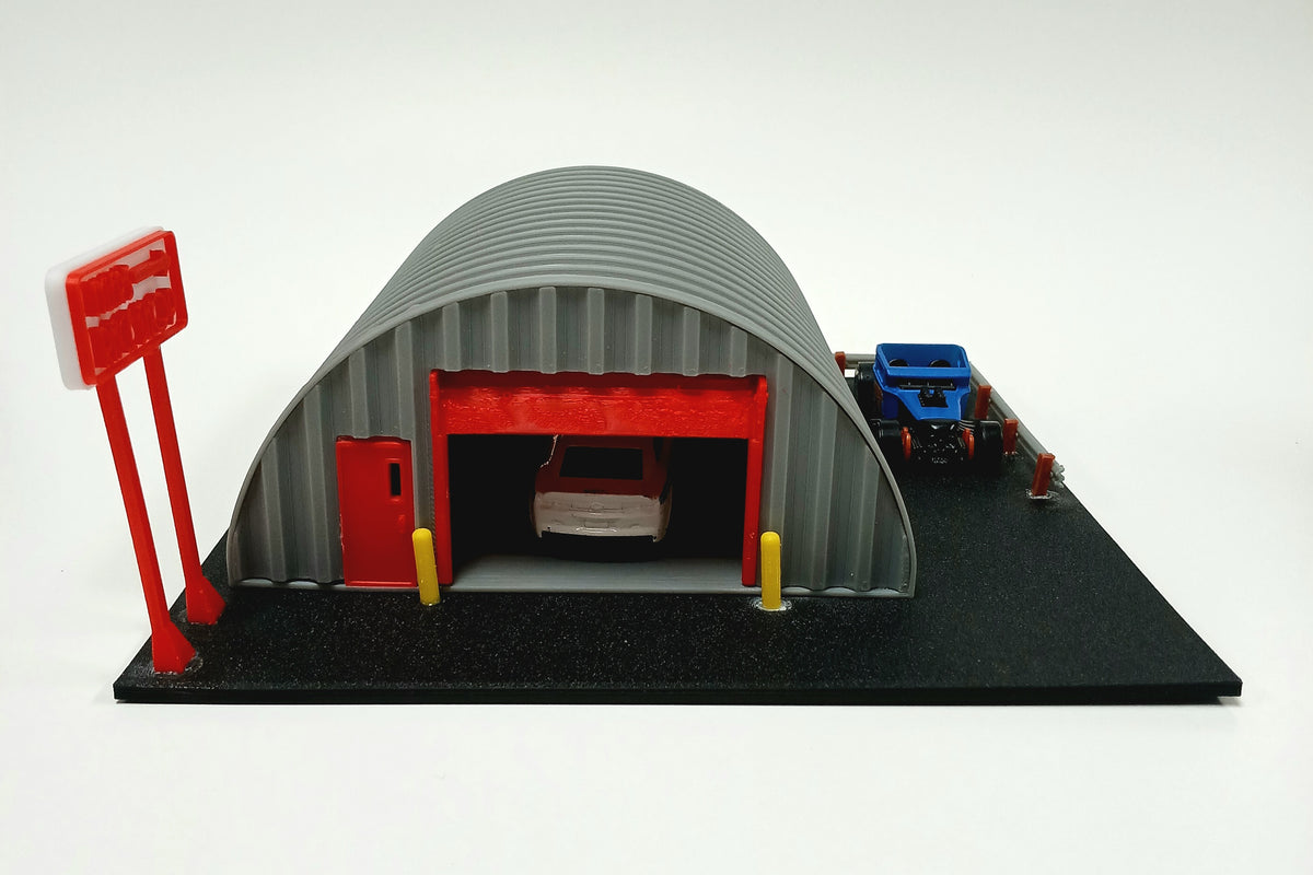 1:64 Steel Dome Garage 3D Printed Diorama Building Kit – Unassembled