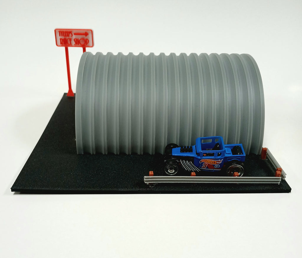 1:64 Steel Dome Garage 3D Printed Diorama Building Kit – Unassembled