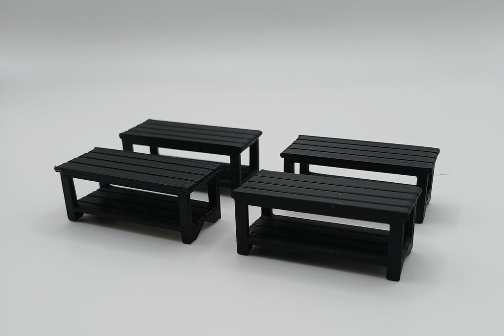 1:64 Scale Black Work Benches 3D Printed Plastic Diorama