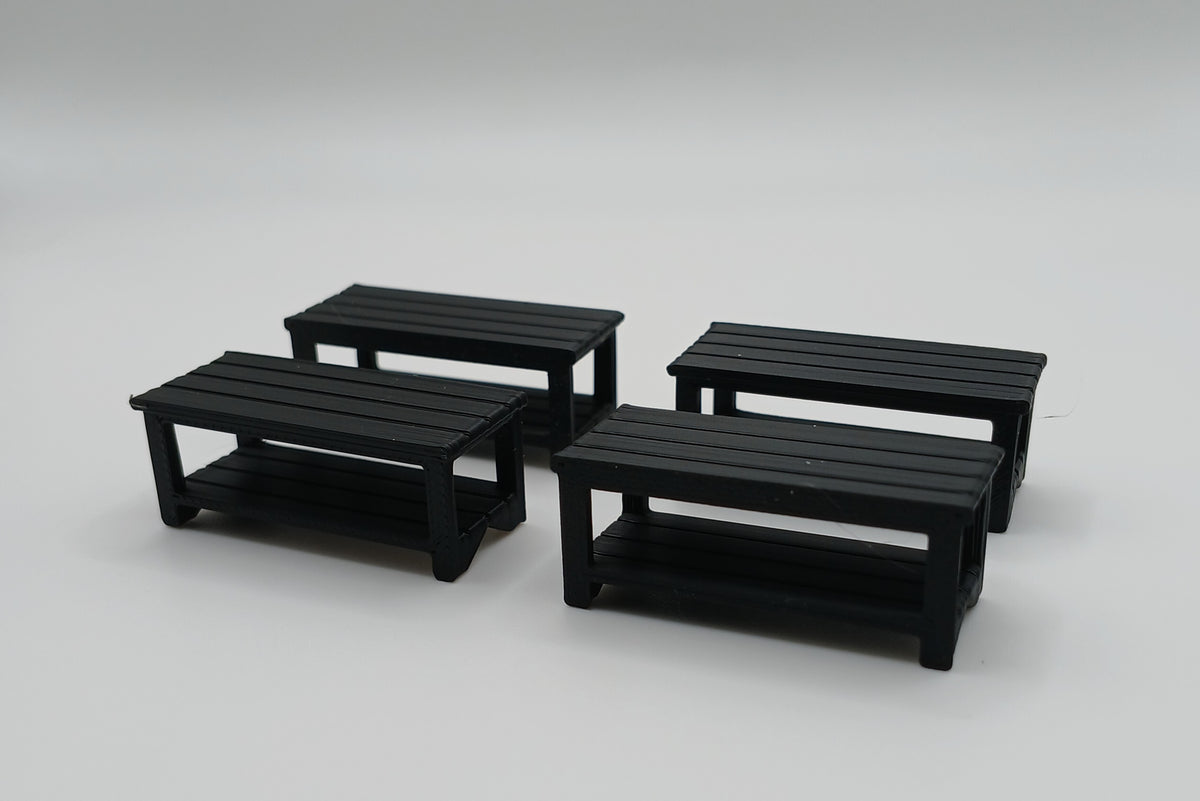 1:64 Scale Black Work Benches 3D Printed Plastic Diorama