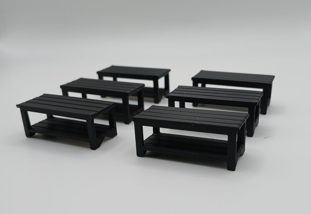 1:64 Scale Black Work Benches 3D Printed Plastic Diorama