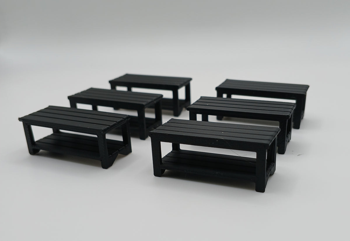 1:64 Scale Black Work Benches 3D Printed Plastic Diorama