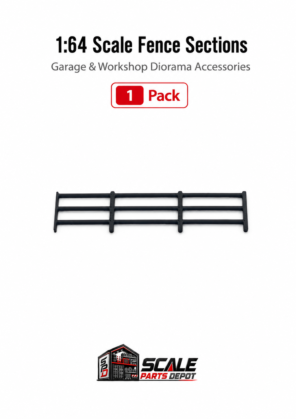 1:64 Scale Small Railings – 2 5/8" Long x 1/2" Tall – Diorama Accessories