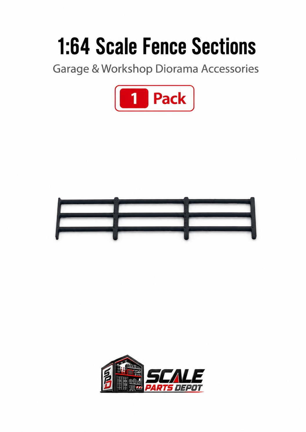 1:64 Scale Small Railings – 2 5/8" Long x 1/2" Tall – Diorama Accessories