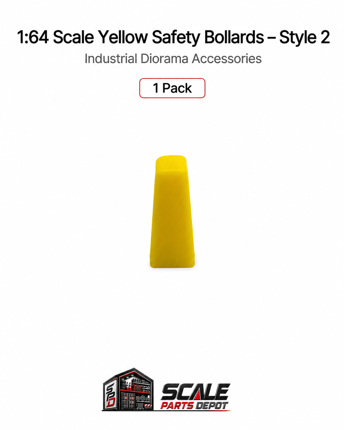 1:64 Scale Yellow Safety Bollards – Style 2 – Industrial Diorama Accessories