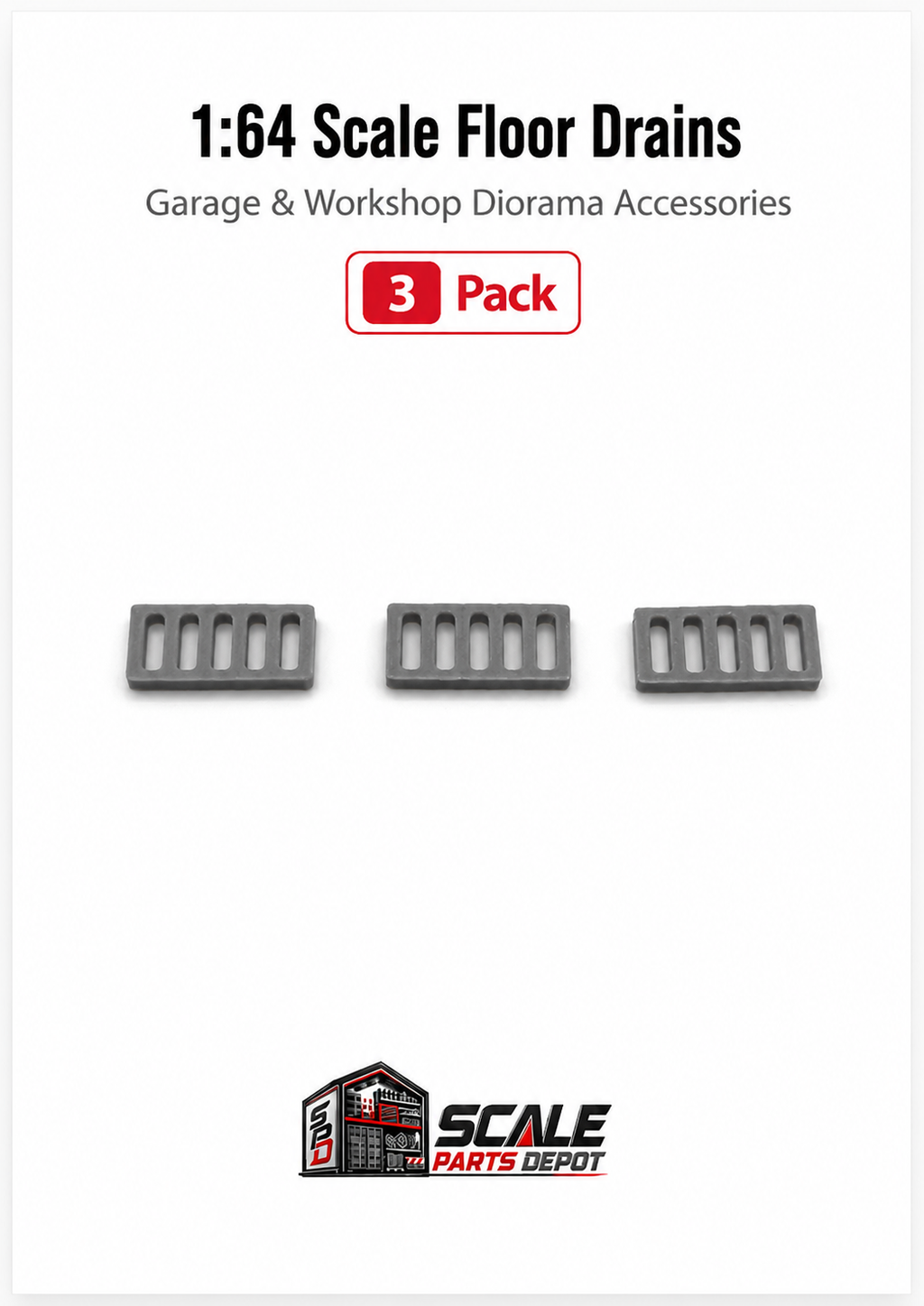 1:64 Scale Floor Drains – Garage & Workshop Diorama Accessories