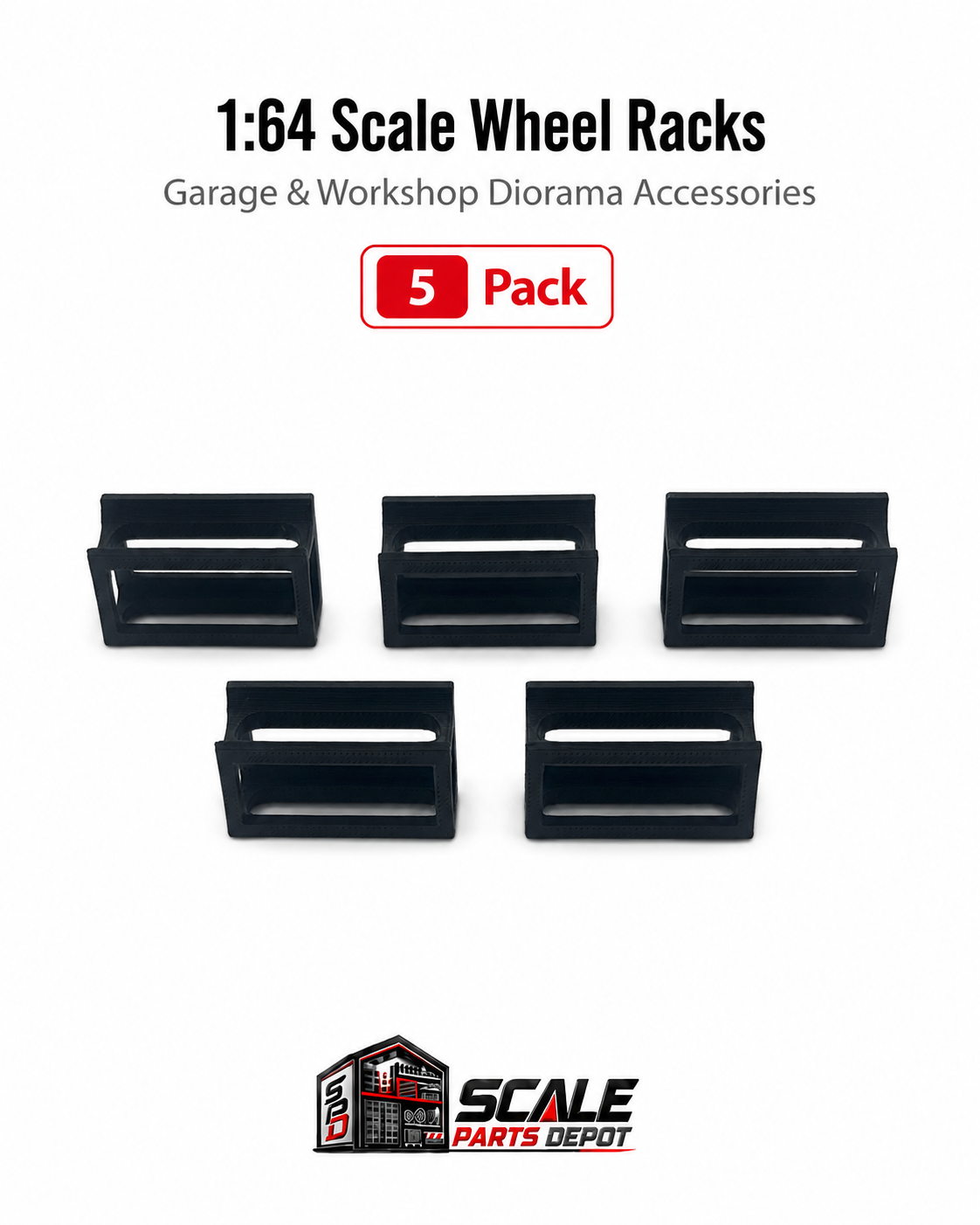 1:64 Scale Black Wheel Racks – Garage Diorama Accessories
