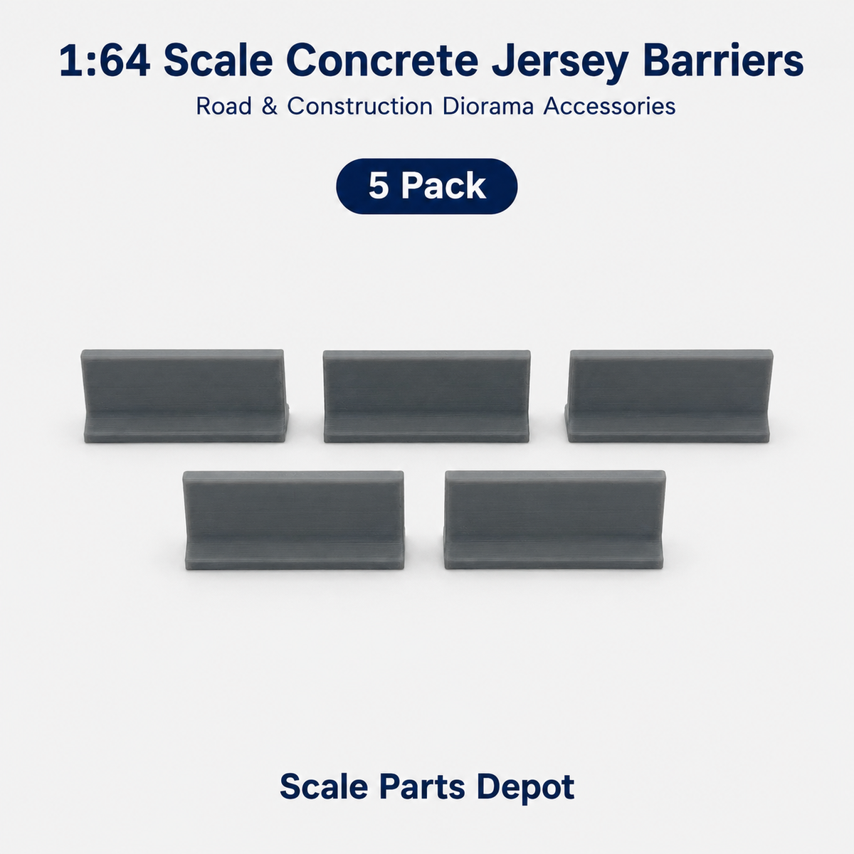 HO Scale (1:87) Concrete-Style Jersey Barriers – Model Railroad Scenery