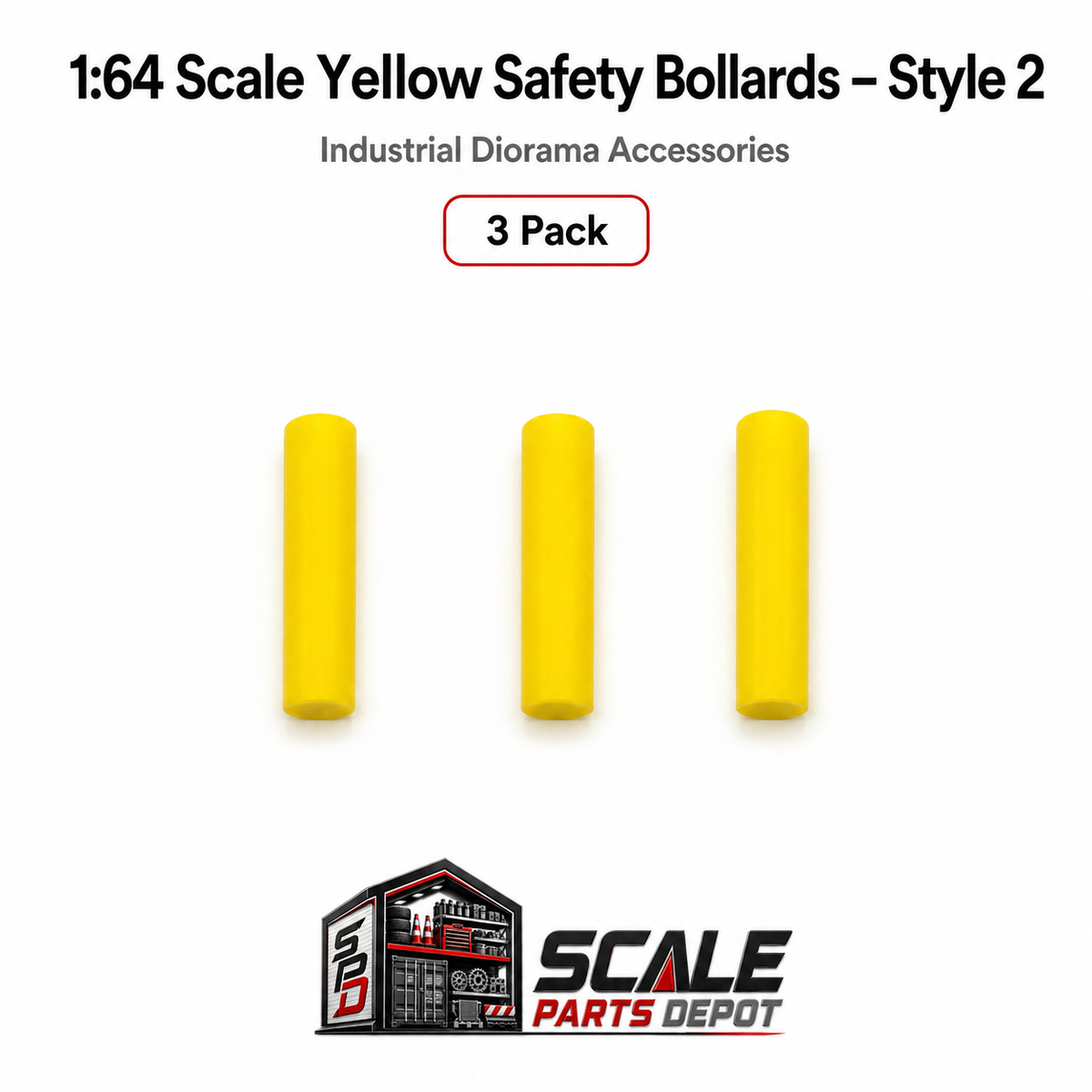 HO Scale (1:87) Yellow Safety Bollards – 2 Posts per Set