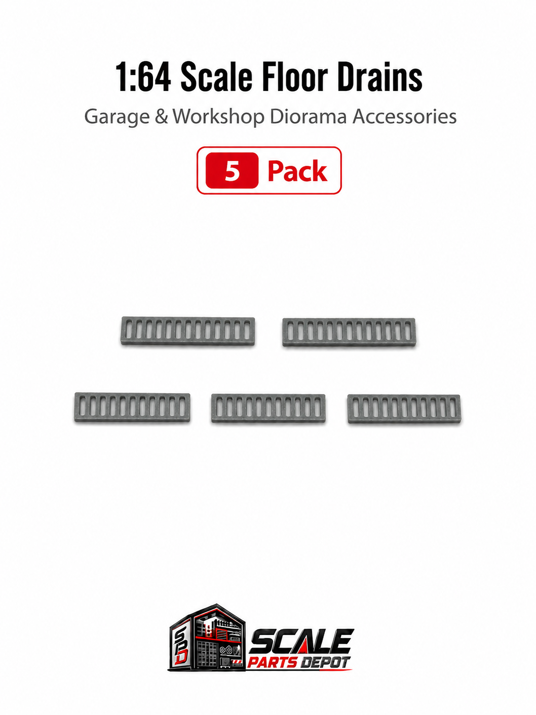 1:64 Scale Large Shop Floor Drains – Garage & Workshop Diorama Accessories