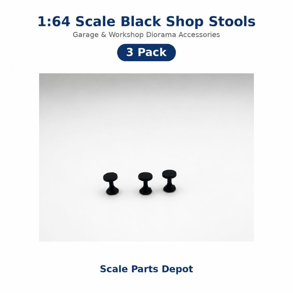 1:64 Scale Black Shop Stools – Garage & Diorama Accessories