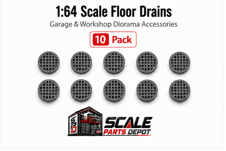 1:64 Scale Small Drain Grates – Garage & Workshop Diorama Accessories