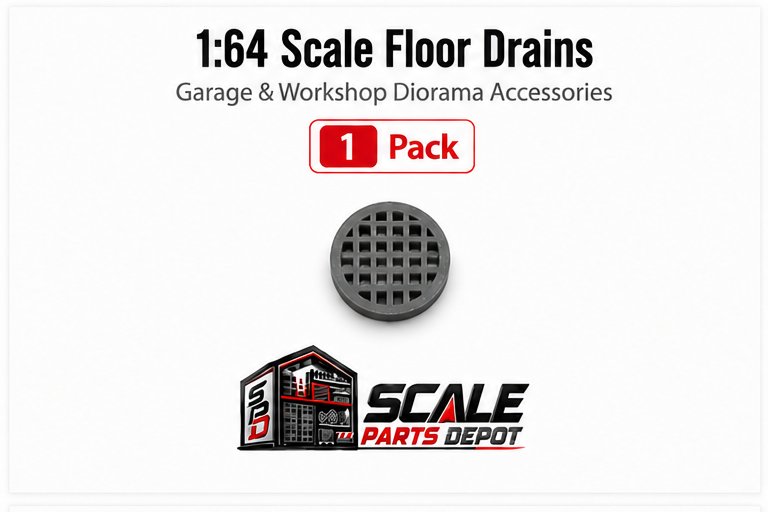 1:64 Scale Small Drain Grates – Garage & Workshop Diorama Accessories