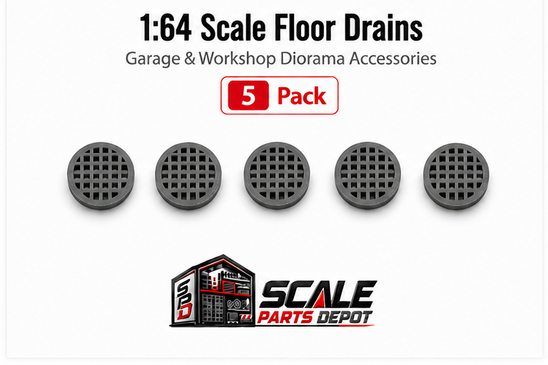 1:64 Scale Small Drain Grates – Garage & Workshop Diorama Accessories