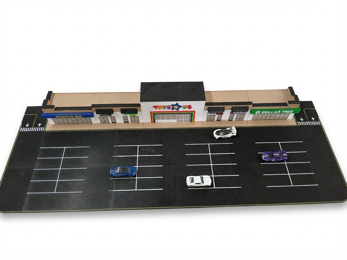 1:64 Scale 3D Printed Strip Mall Diorama Building Kit - Diecast Model Storefront