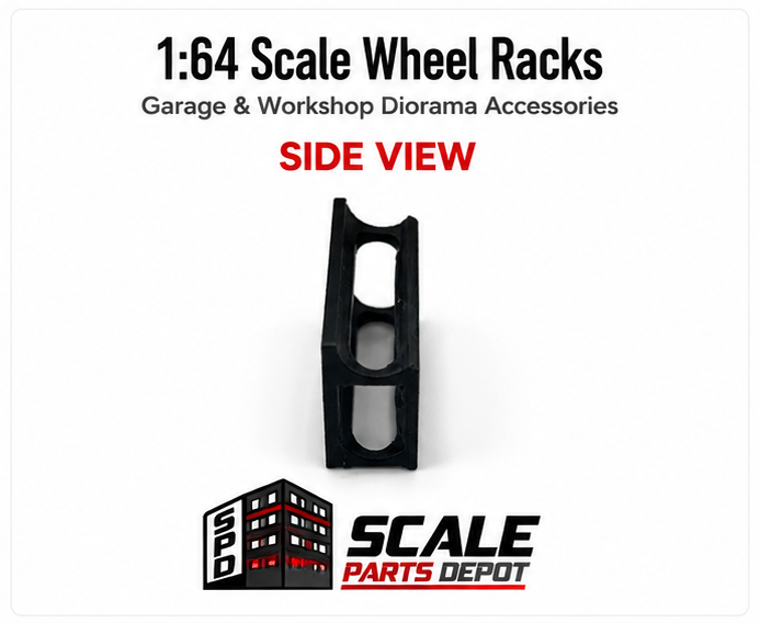 1:64 Scale Black Wheel Racks – Garage Diorama Accessories