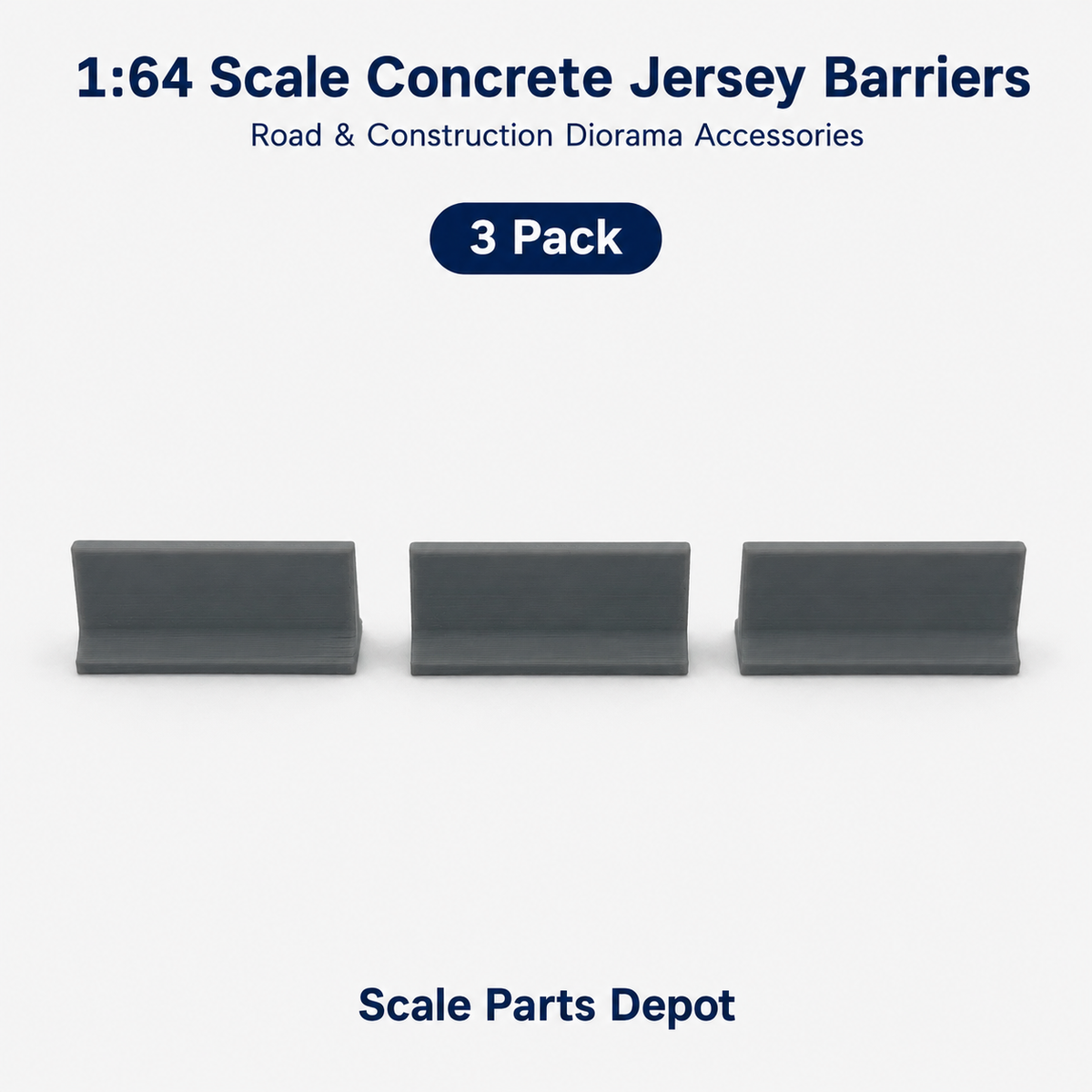 HO Scale (1:87) Concrete-Style Jersey Barriers – Model Railroad Scenery