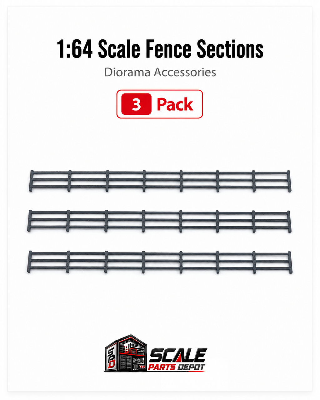 1:64 Scale Showroom Railings 6 3/4" Long and 1/2" Tall – Diecast Diorama Accessories