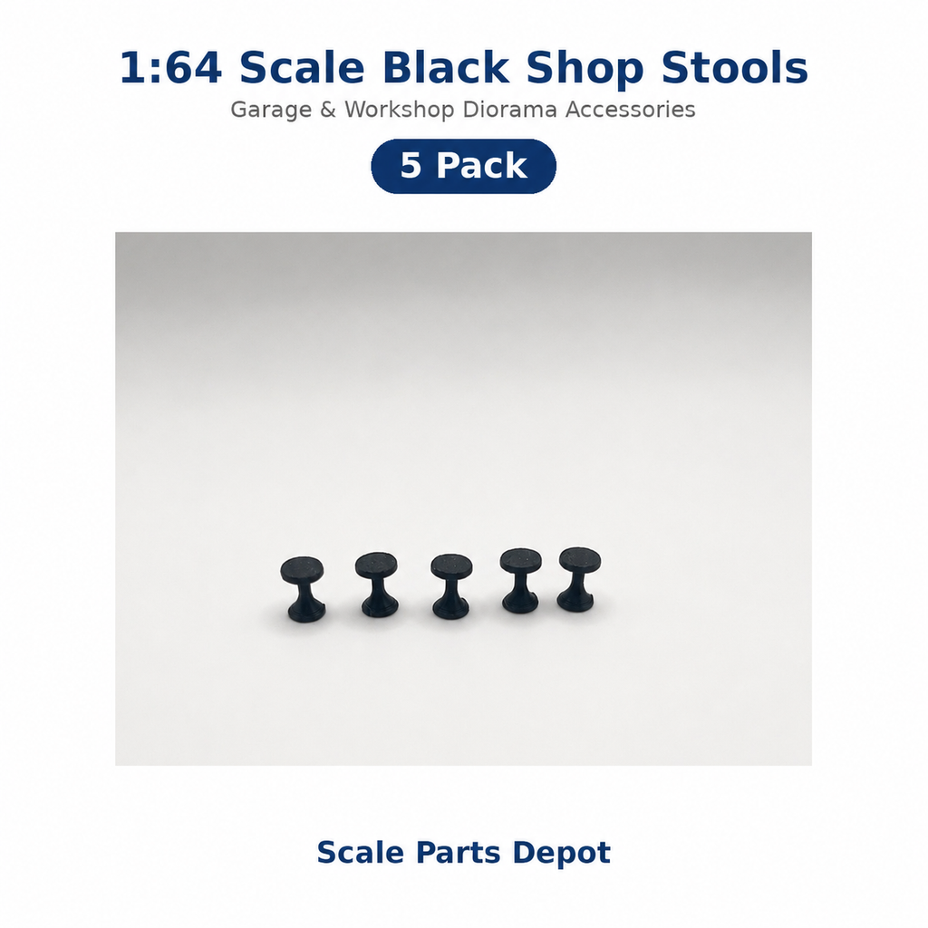1:64 Scale Black Shop Stools – Garage & Diorama Accessories