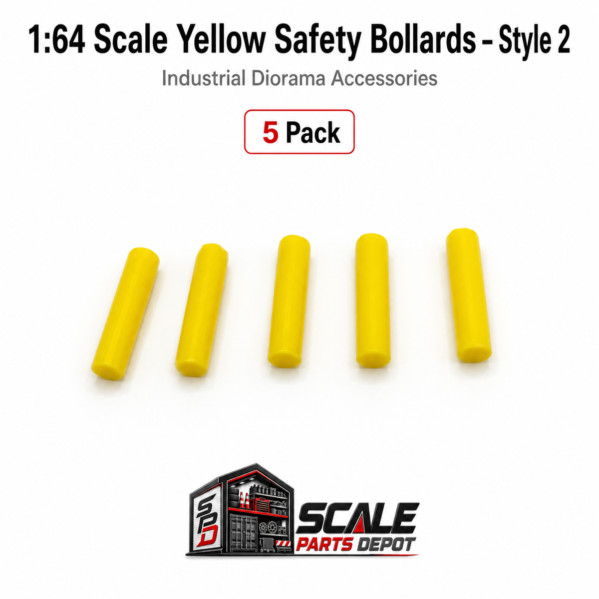 HO Scale (1:87) Yellow Safety Bollards – 2 Posts per Set