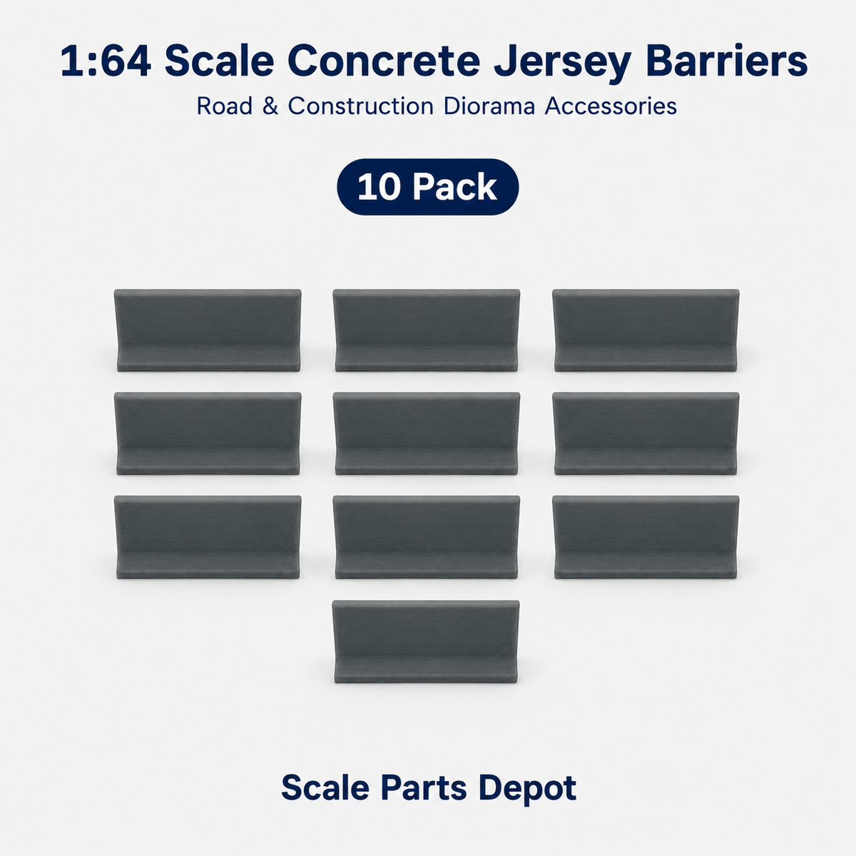 HO Scale (1:87) Concrete-Style Jersey Barriers – Model Railroad Scenery