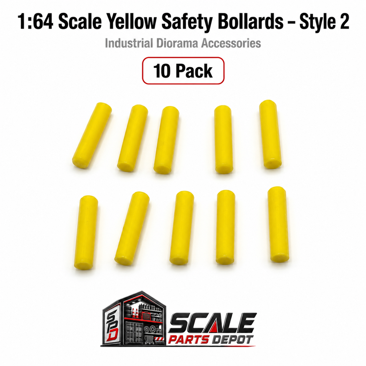HO Scale (1:87) Yellow Safety Bollards – 2 Posts per Set