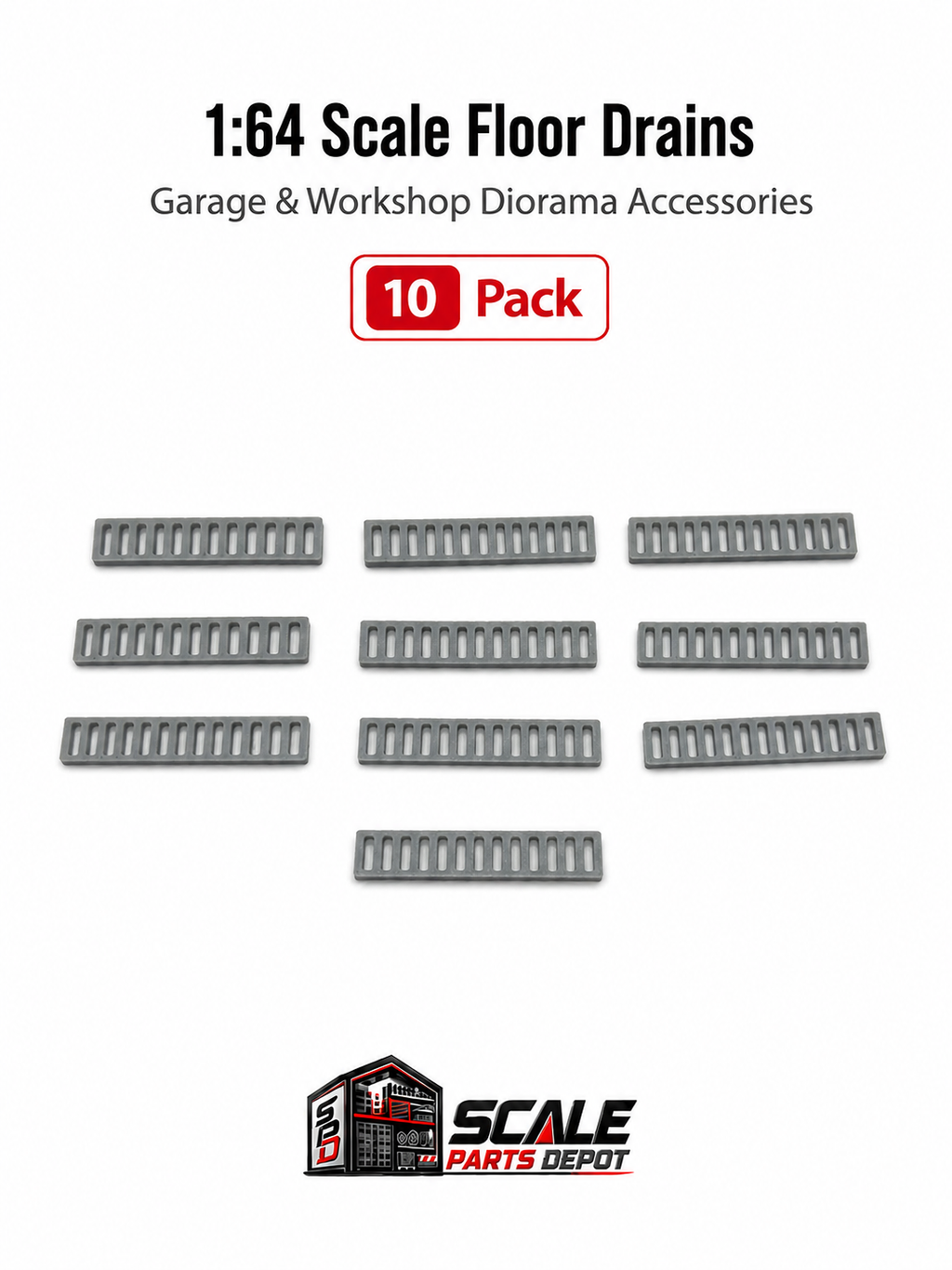 1:64 Scale Large Shop Floor Drains – Garage & Workshop Diorama Accessories