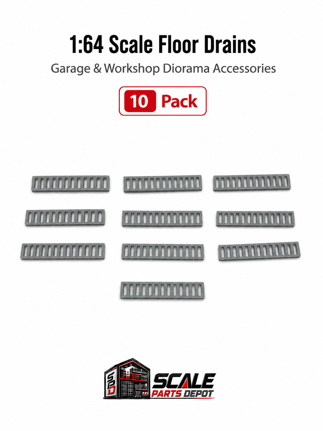 1:64 Scale Large Shop Floor Drains – Garage & Workshop Diorama Accessories