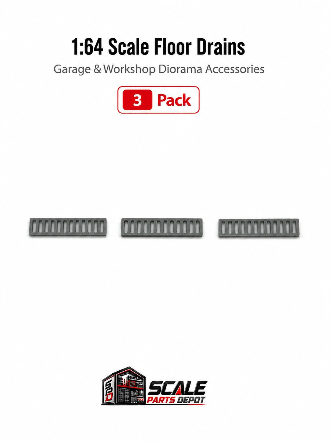 1:64 Scale Large Shop Floor Drains – Garage & Workshop Diorama Accessories