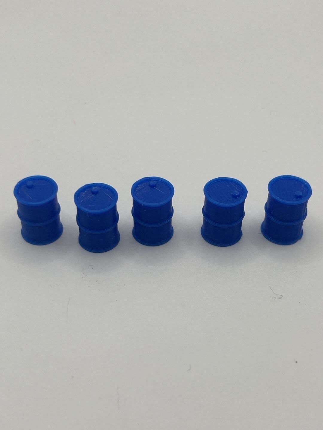1:64 Scale Blue or Yellow Oil Drums – 3D Printed Garage Diorama Parts (1-25 Pack)